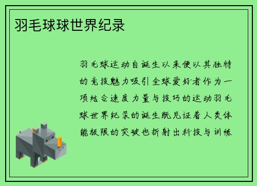 羽毛球球世界纪录